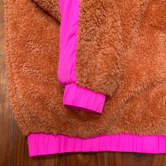 UGG Niko Sherpa / Fleece Crewneck Pullover Sweater Orange / Pink size XS - Picture 6 of 10